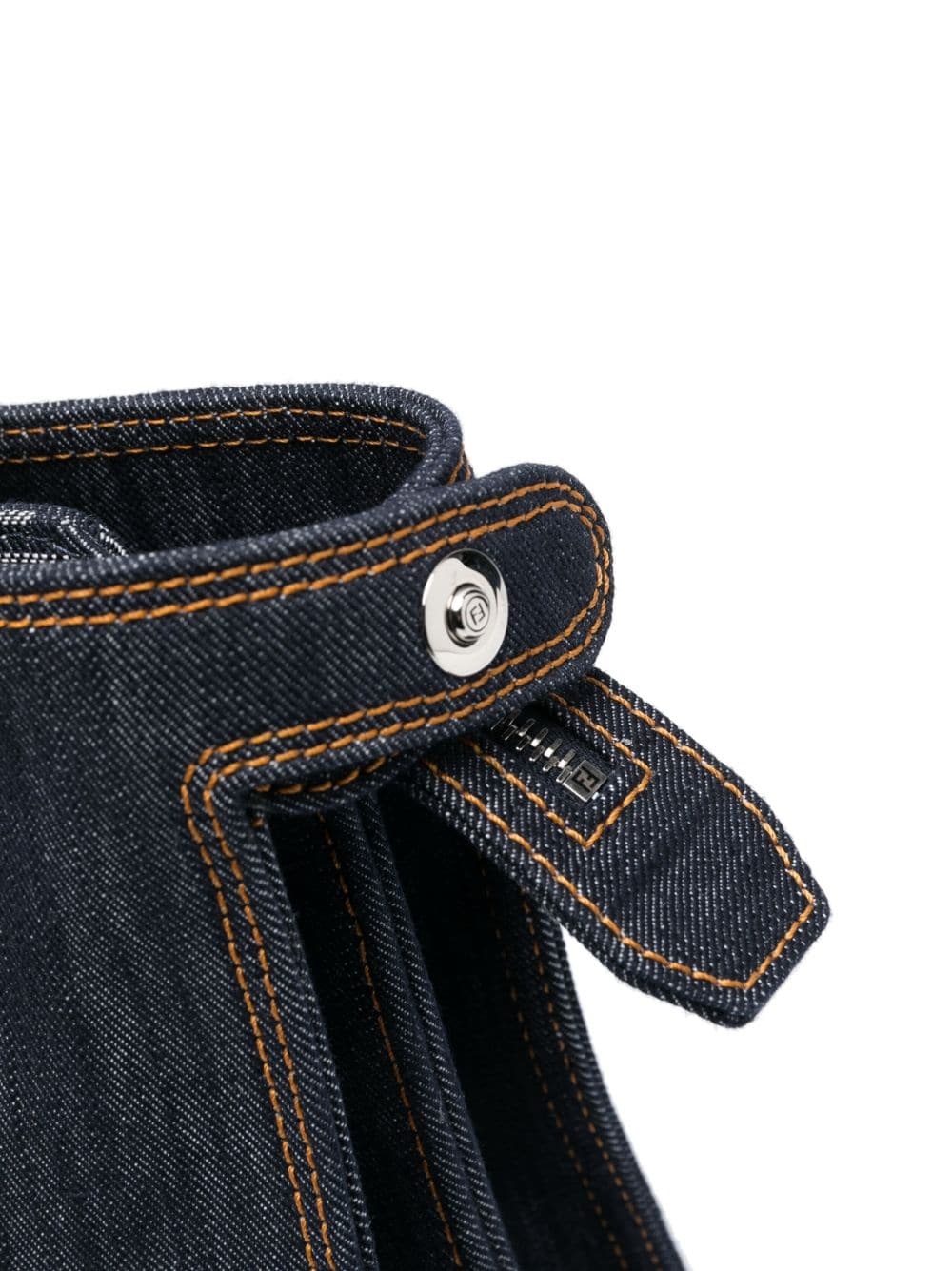 contrast-stitching denim tote bag - 4