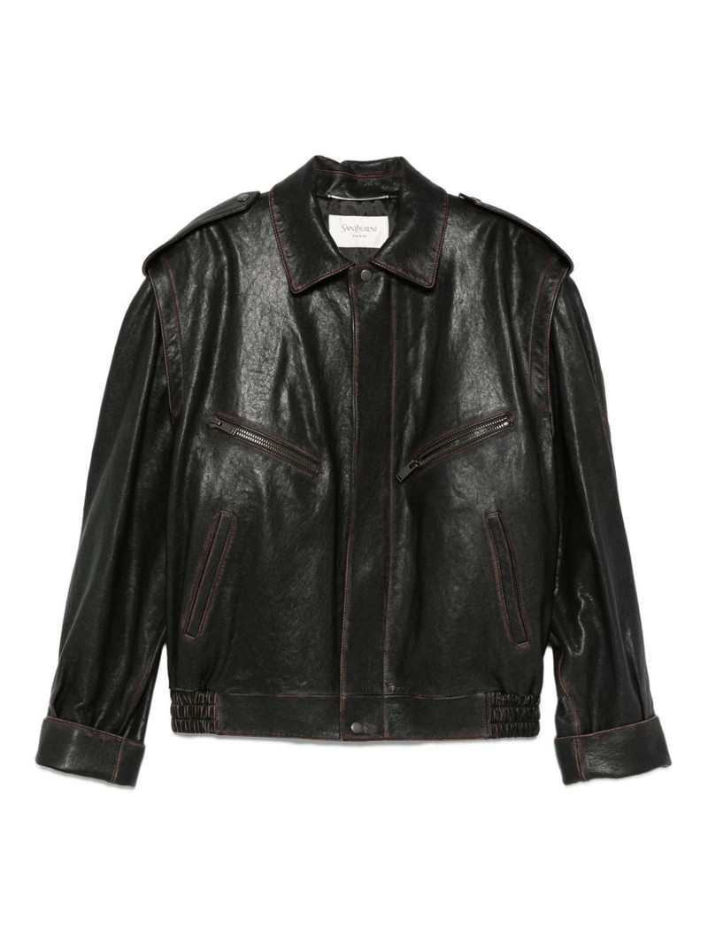 leather zip-fastening jacket 1