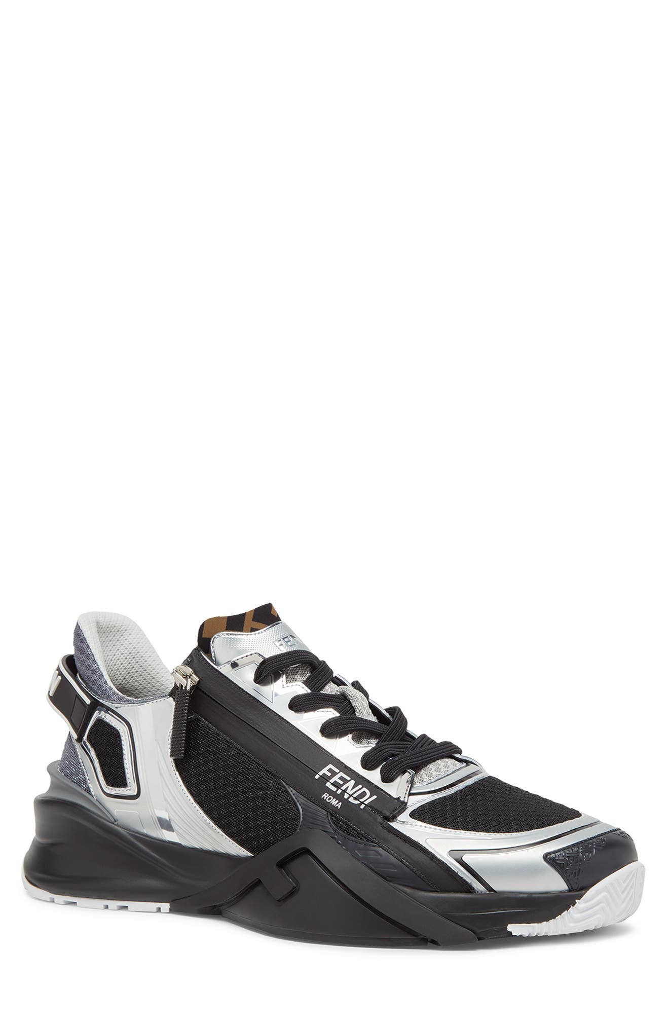 Fendi Flow Sneaker in Silver/Nero at Nordstrom - 1