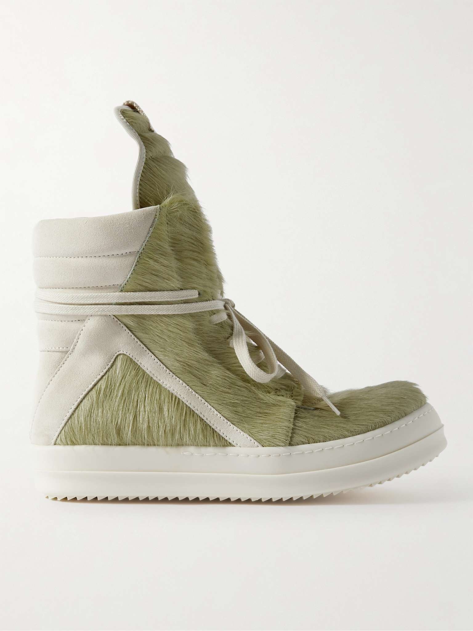 Rick Owens Geobasket Suede-Trimmed Calf Hair High-Top Sneakers