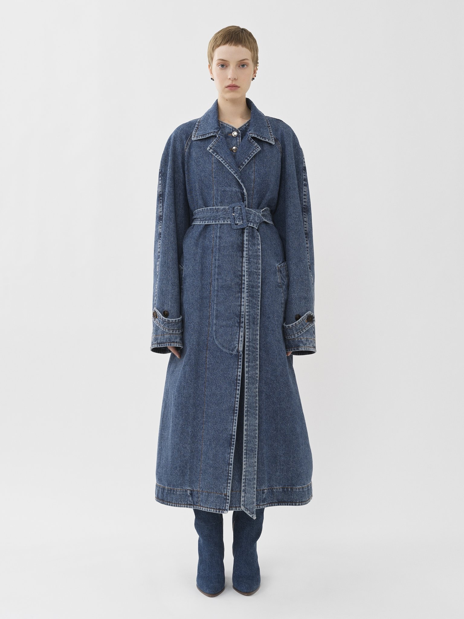 DENIM TRENCH COAT - 2