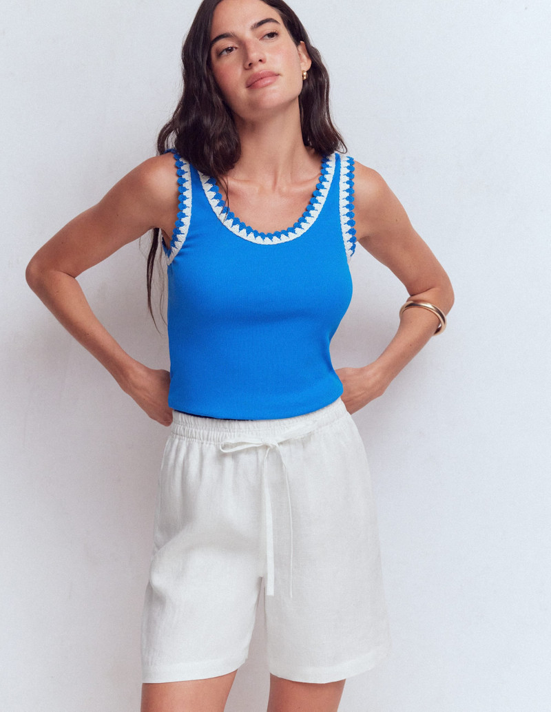 BODEN Islington Linen Shorts-White outlook