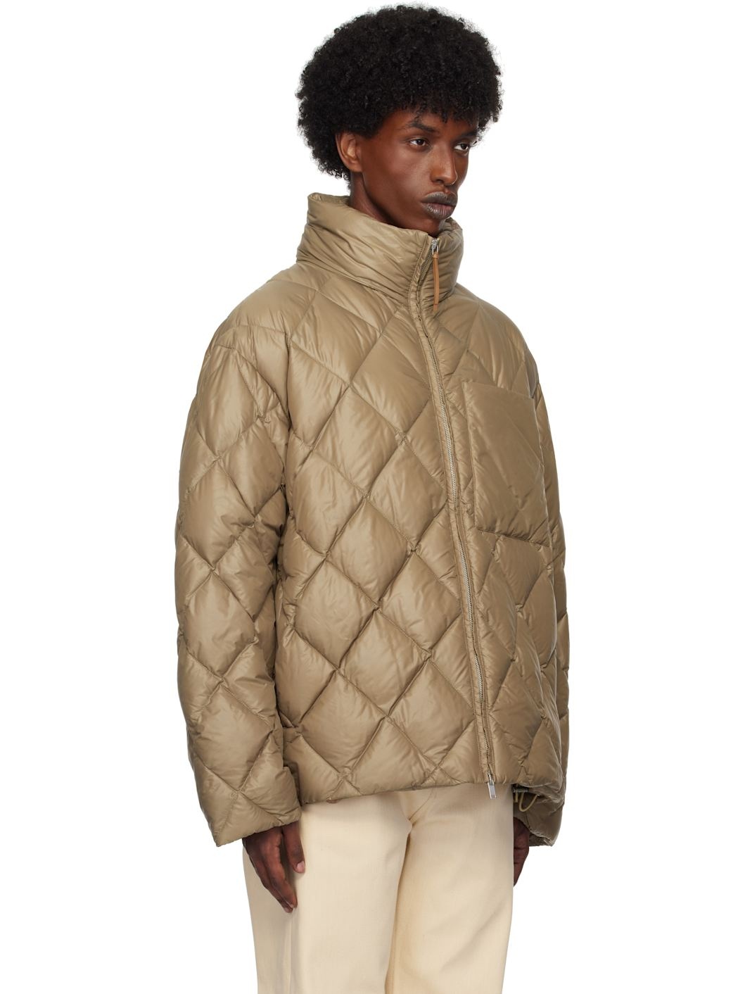 Brown Quilted Down Jacket - 2