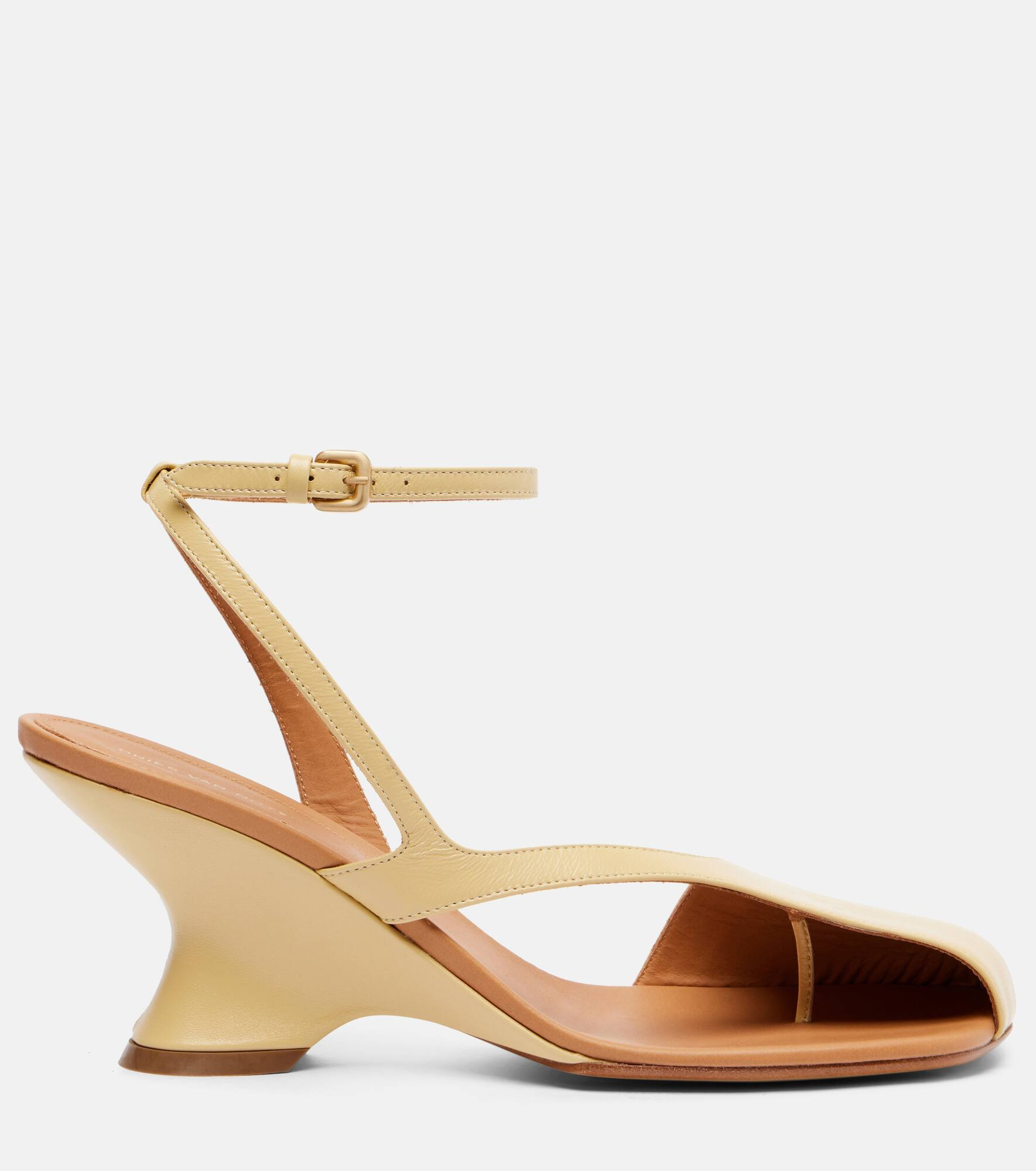 75 leather wedge sandals - 4