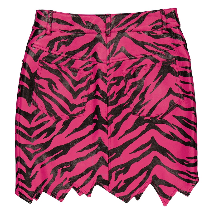 Moschino X The Flintstones Fuchsia Zebra Print Leather Skirt - 2