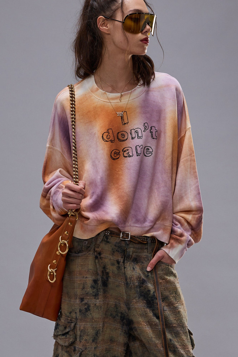 I DON'T CARE CROPPED CREWNECK 1