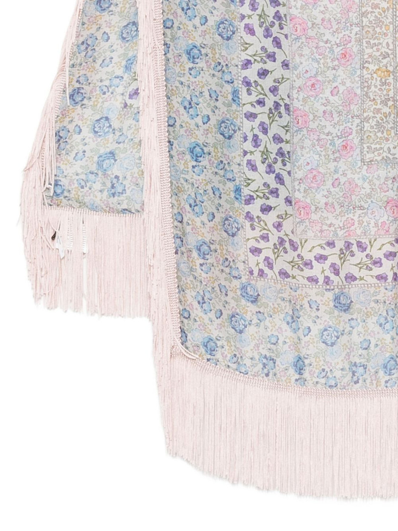 Faliero Sarti Lety Frangia floral-print fringed scarf outlook