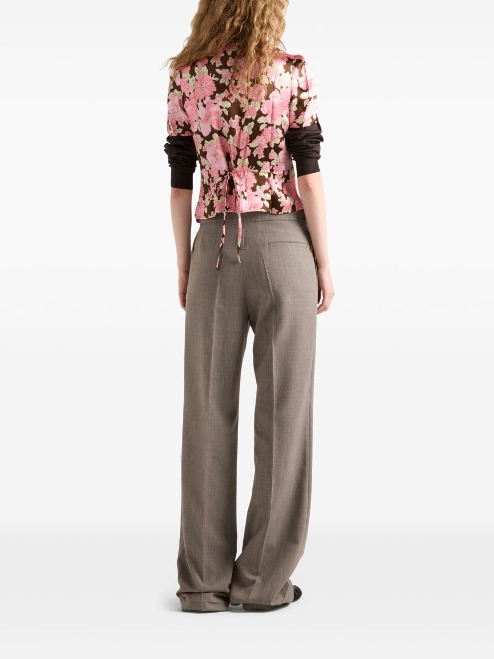 floral-print satin shirt - 3