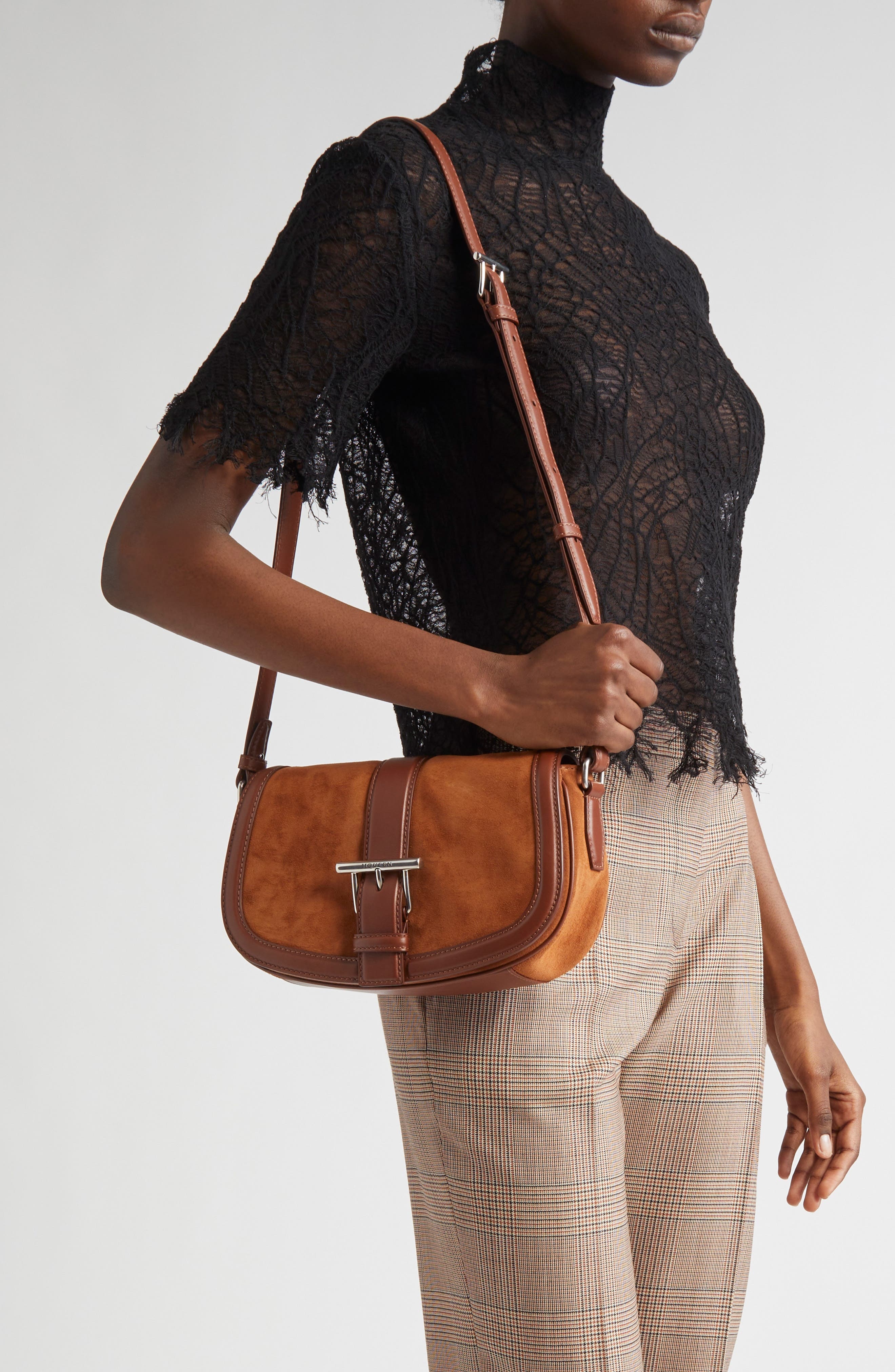 McQueen Mini T-Bar Shoulder Bag in Dark Brown/Silver at Nordstrom - 2