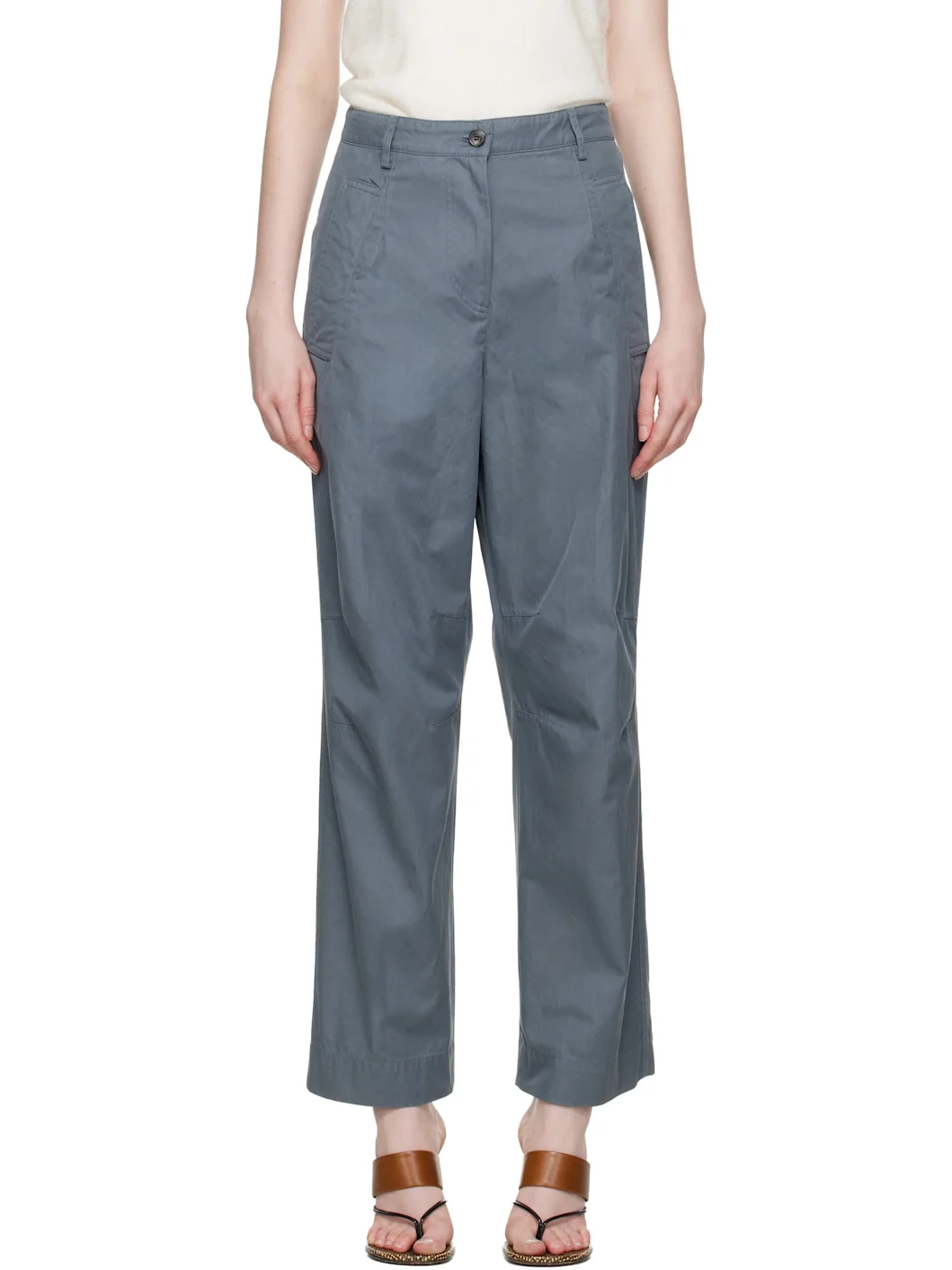Blue Cotton Trousers - 1
