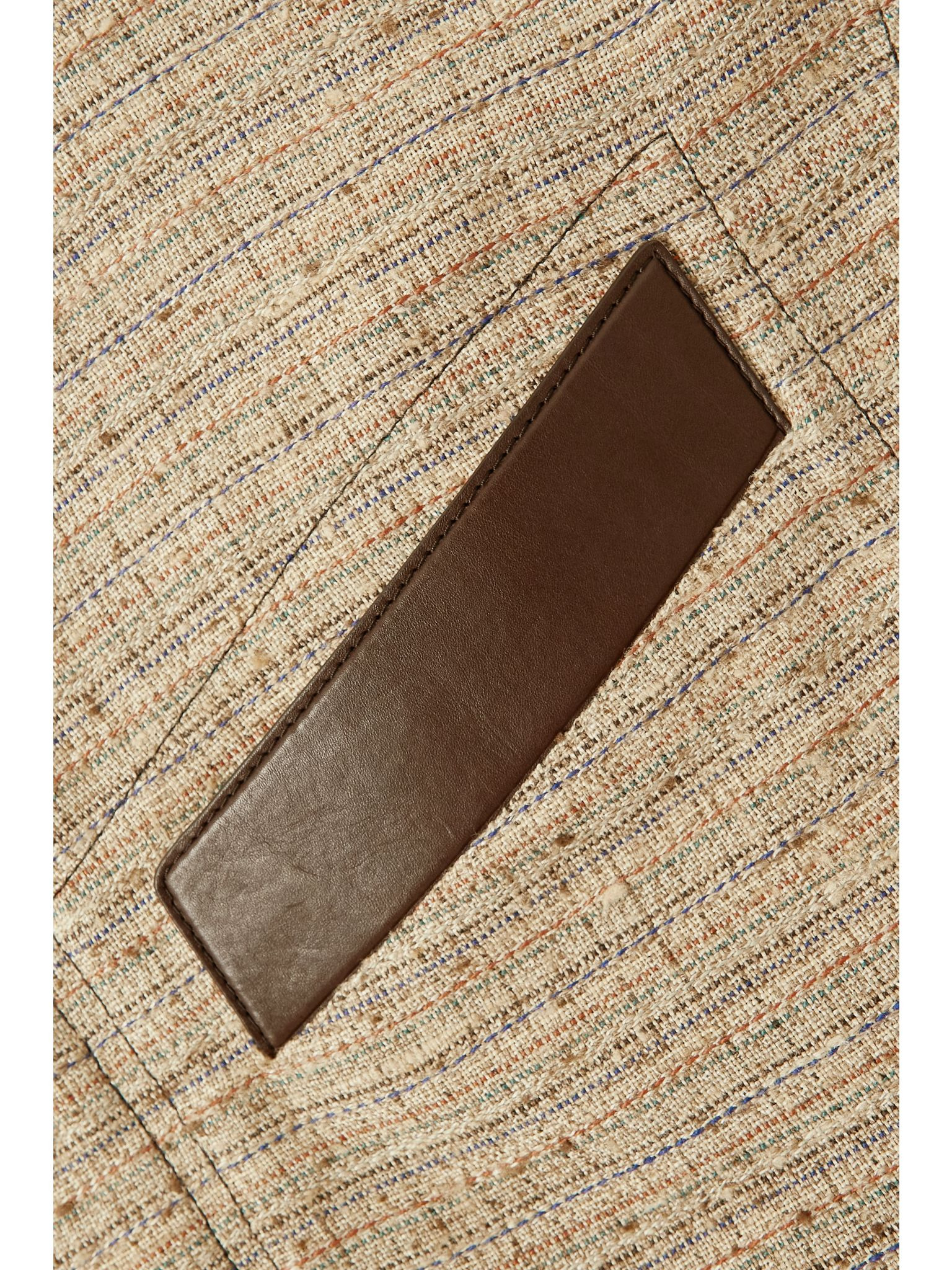 Lyron leather-trimmed linen jacket Brown - 5