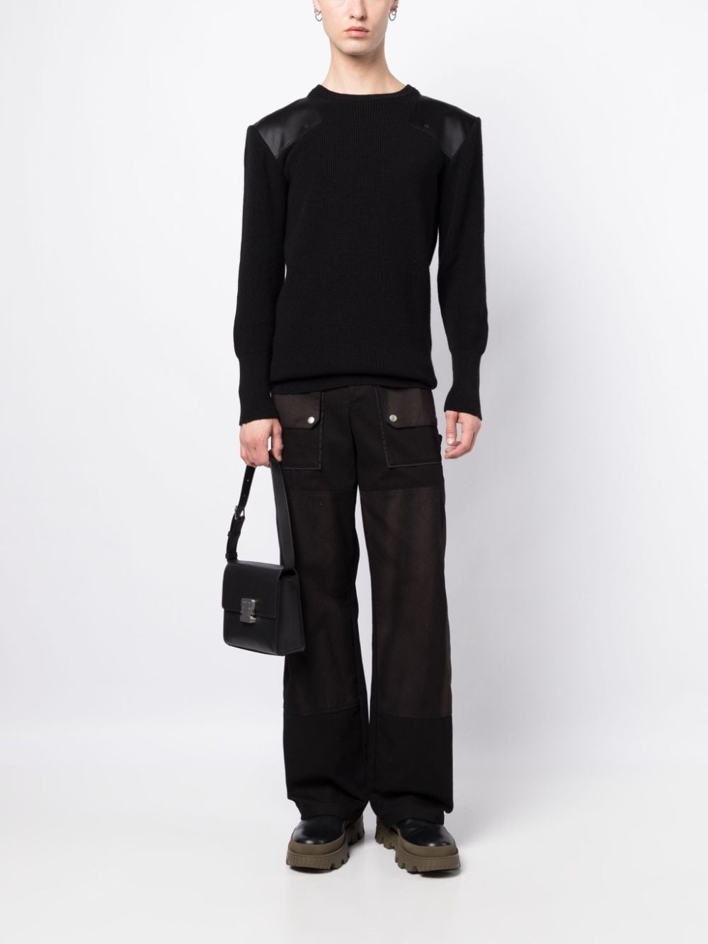 contrasting-patches ribbed-knit jumper - 2