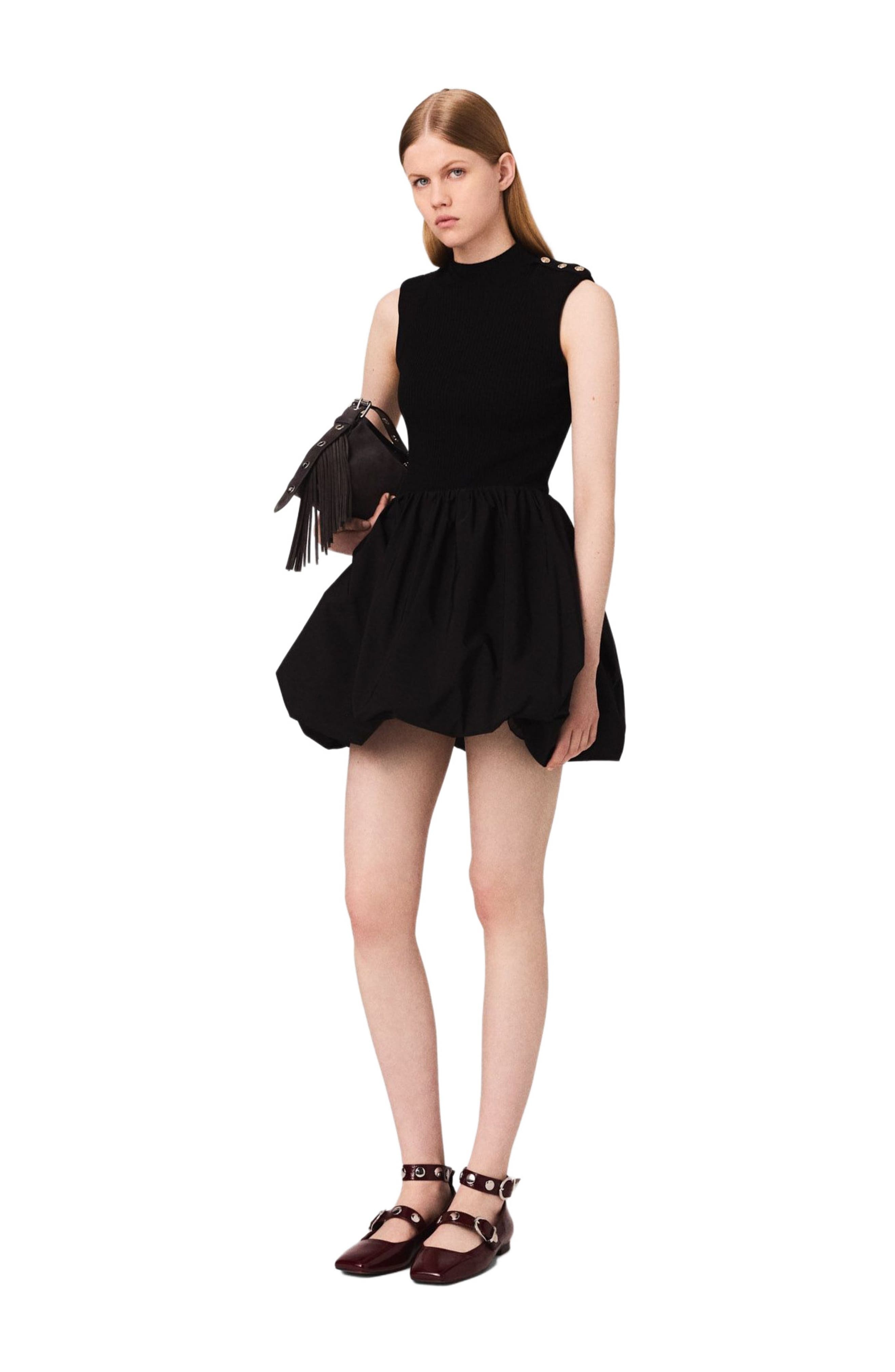 maje Short mesh and taffeta dress in Black at Nordstrom - 1