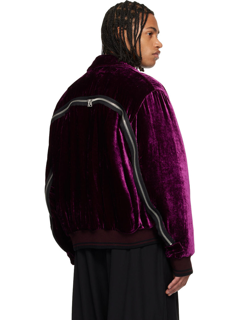 Purple Velvet Bomber Jacket 3