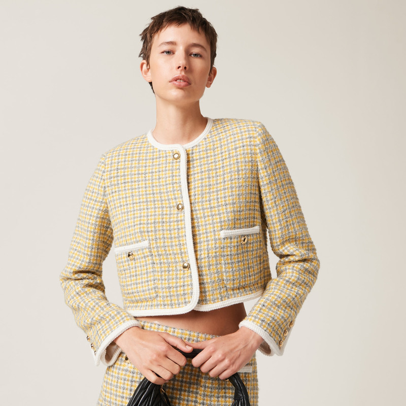 Miu Miu Single-breasted boucle jacket outlook