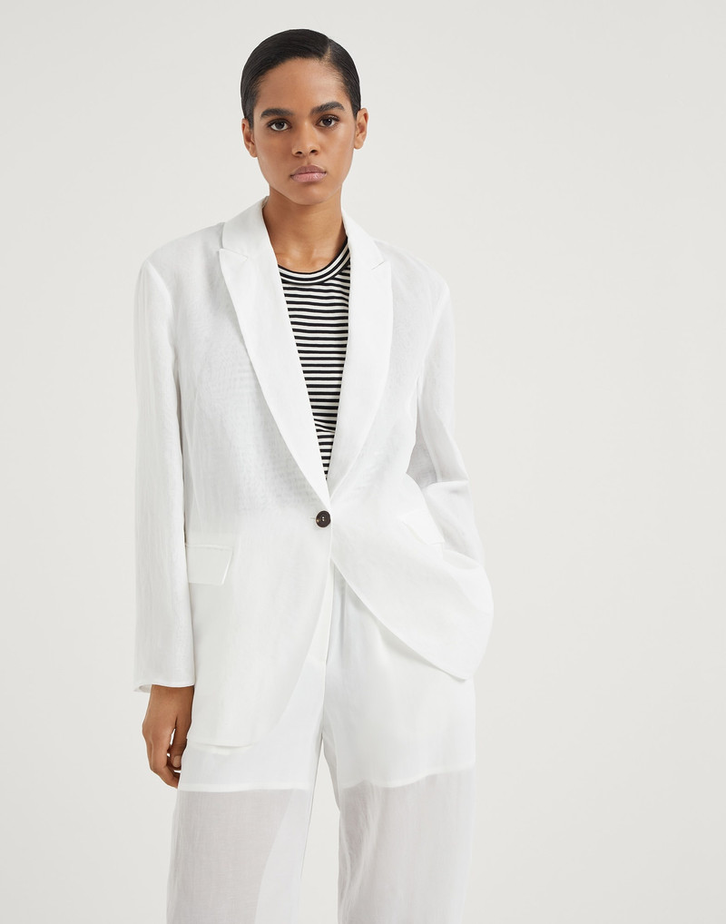 Cotton organza blazer with monili - 1