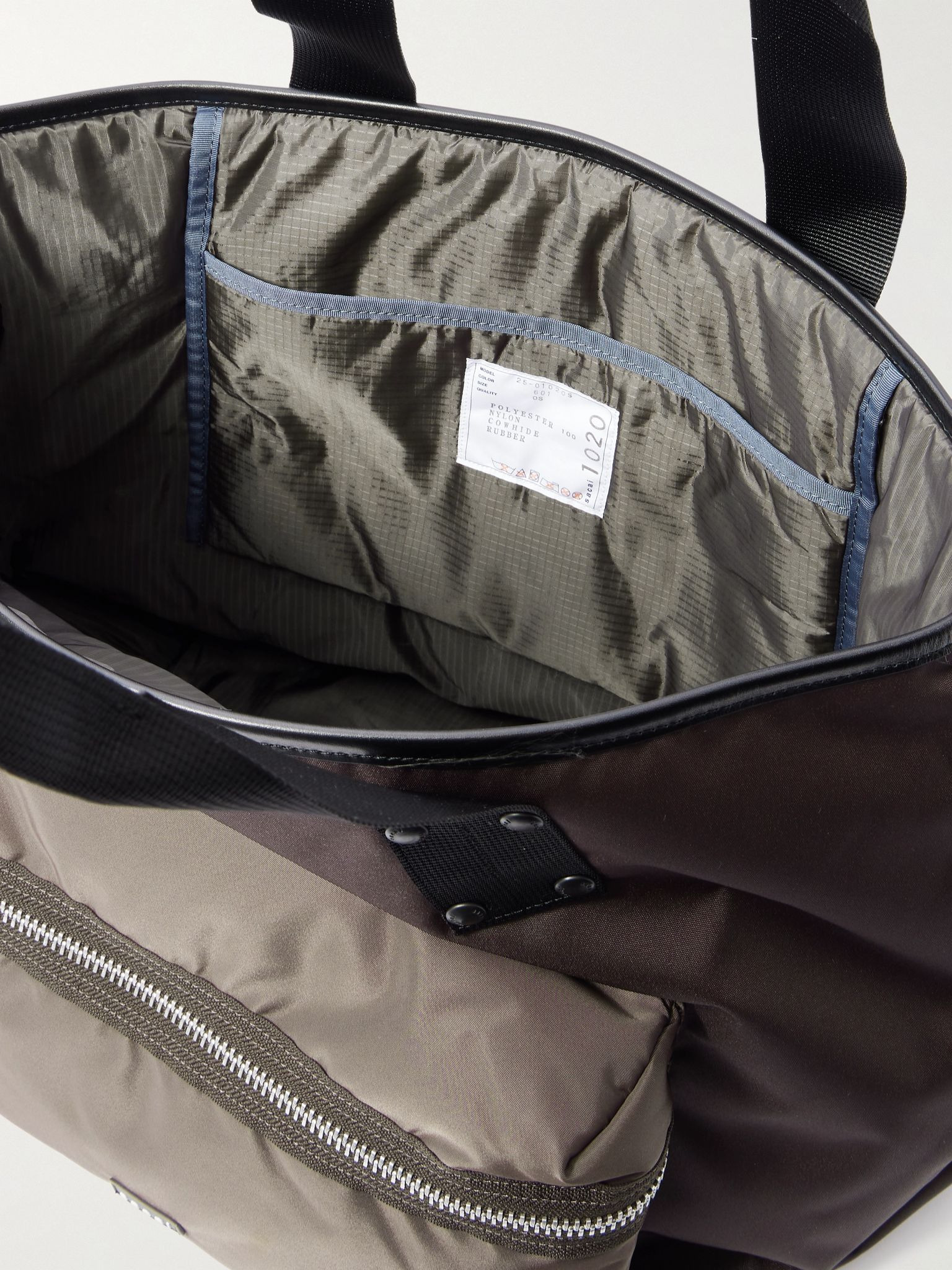 Leather-Trimmed Shell Tote Bag Brown - 5