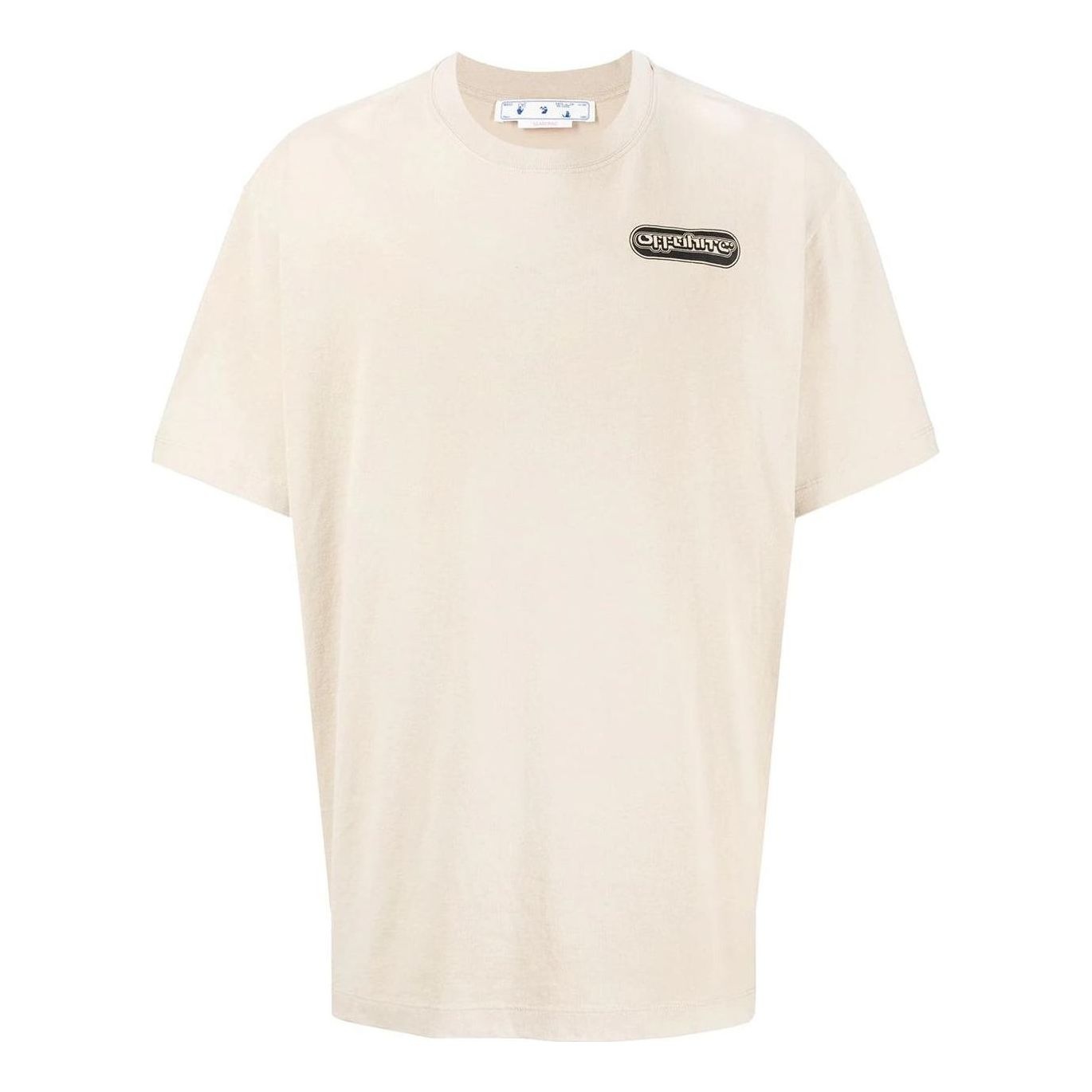 Men's Off-White SS22 Logo Printing Short Sleeve Loose Fit Light Brown T-Shirt OMAA038S22JER0031710 - 1