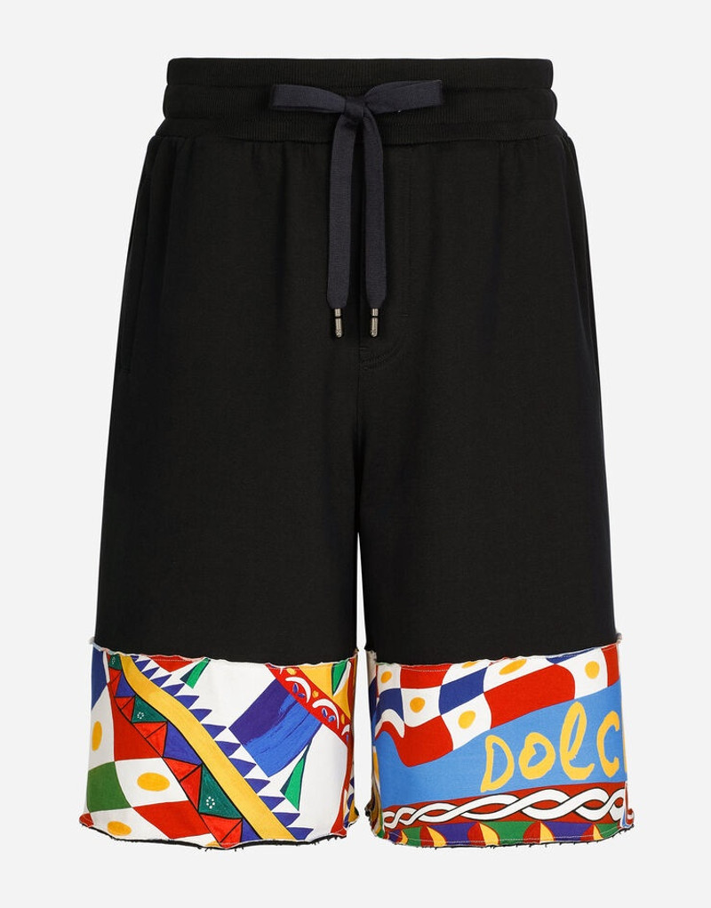 Jersey jogging shorts with printed trims 1