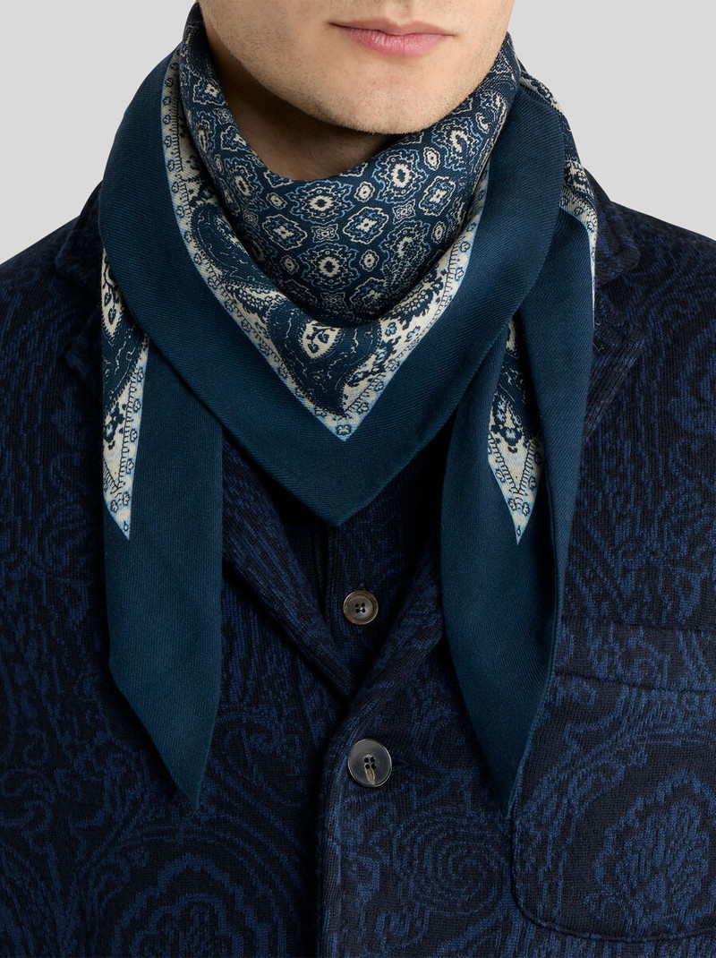 Etro TRIANGULAR WOOL SCARF WITH TIE MOTIF outlook