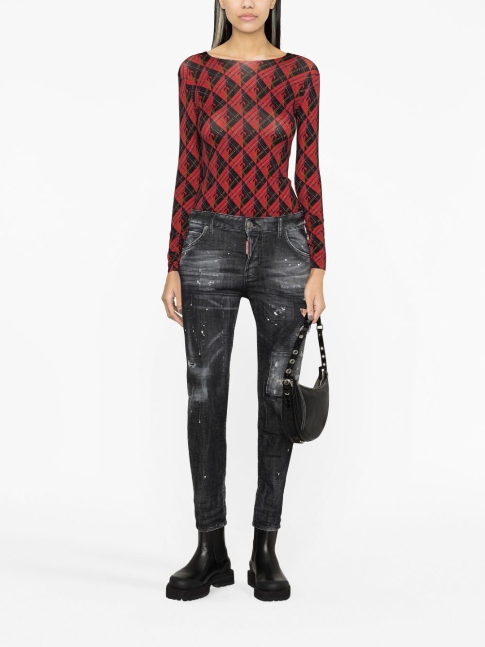 low-rise distressed skinny jeans - 2