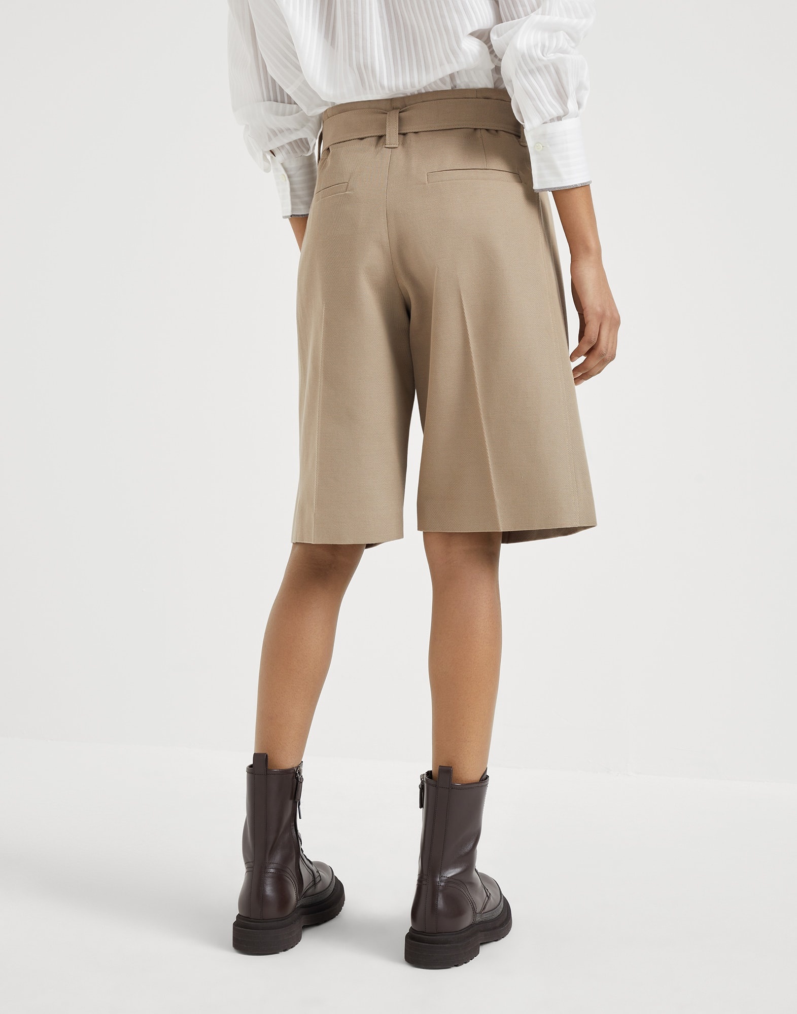 Cotton and wool cover paperbag Bermuda shorts - 2
