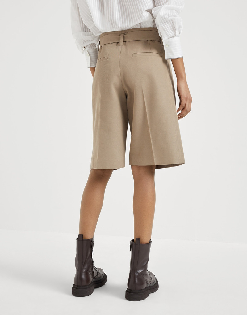 Brunello Cucinelli Cotton and wool cover paperbag Bermuda shorts outlook