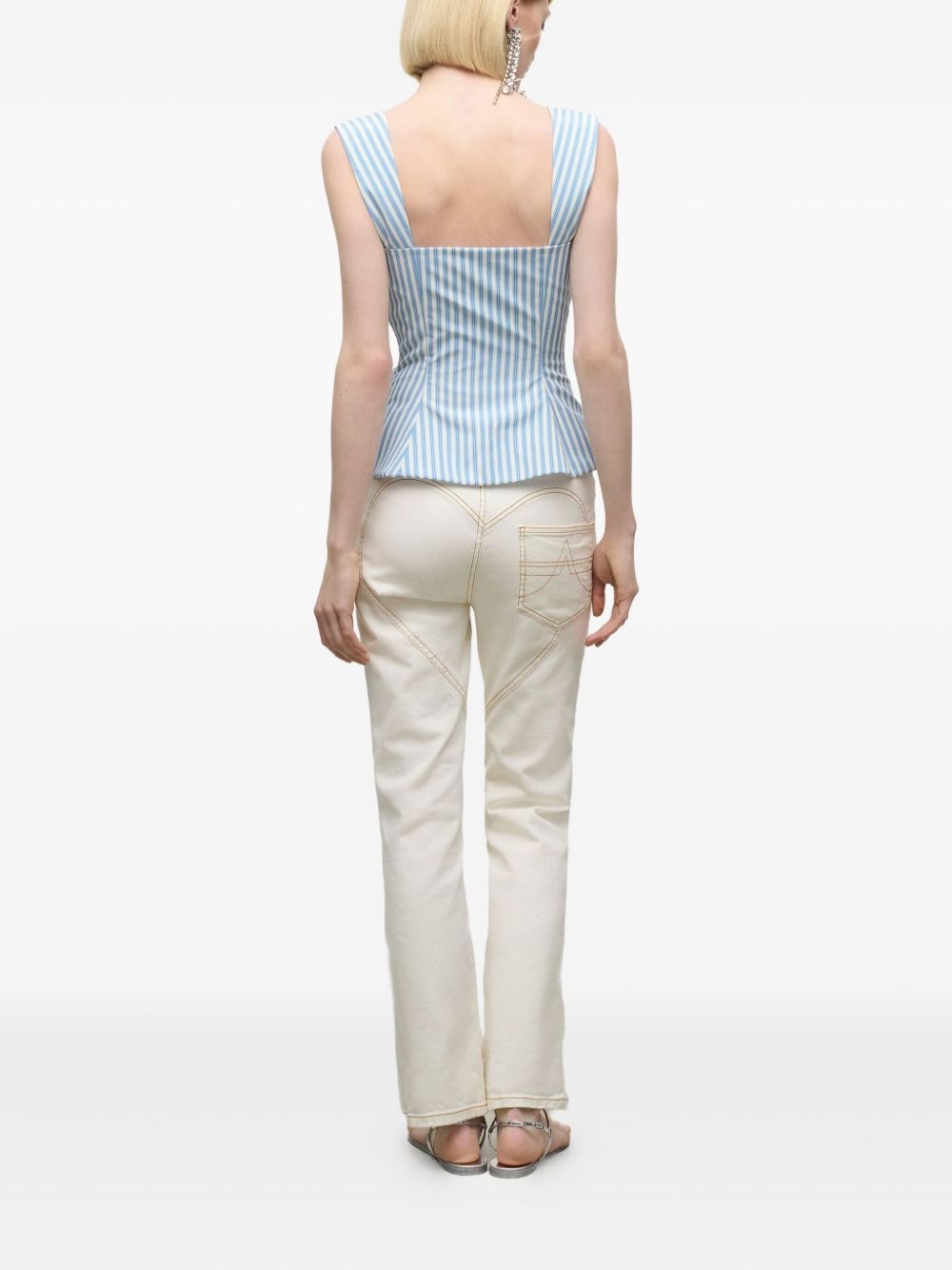 striped grommet corset top - 3