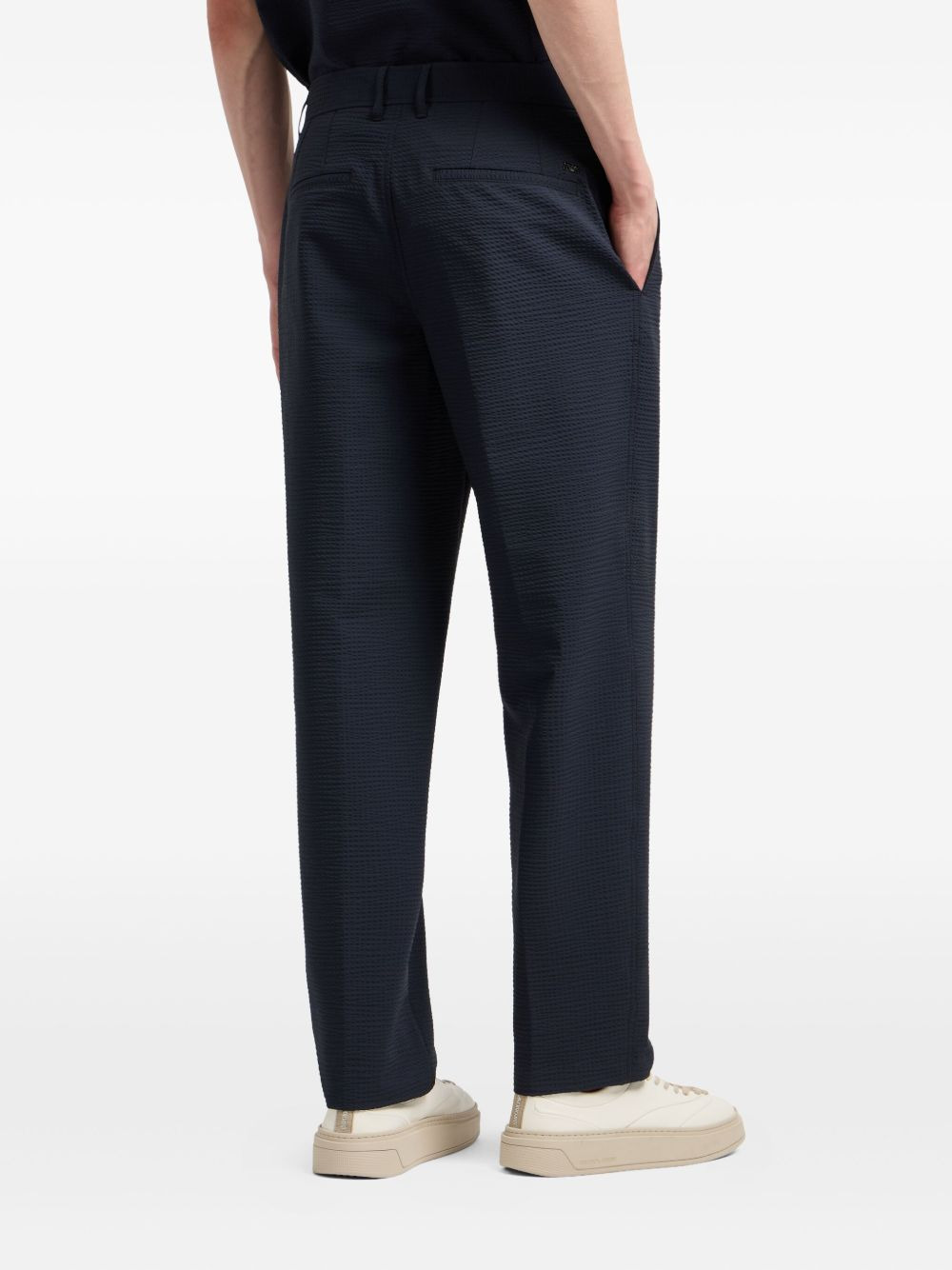 textured flat-front trousers - 4