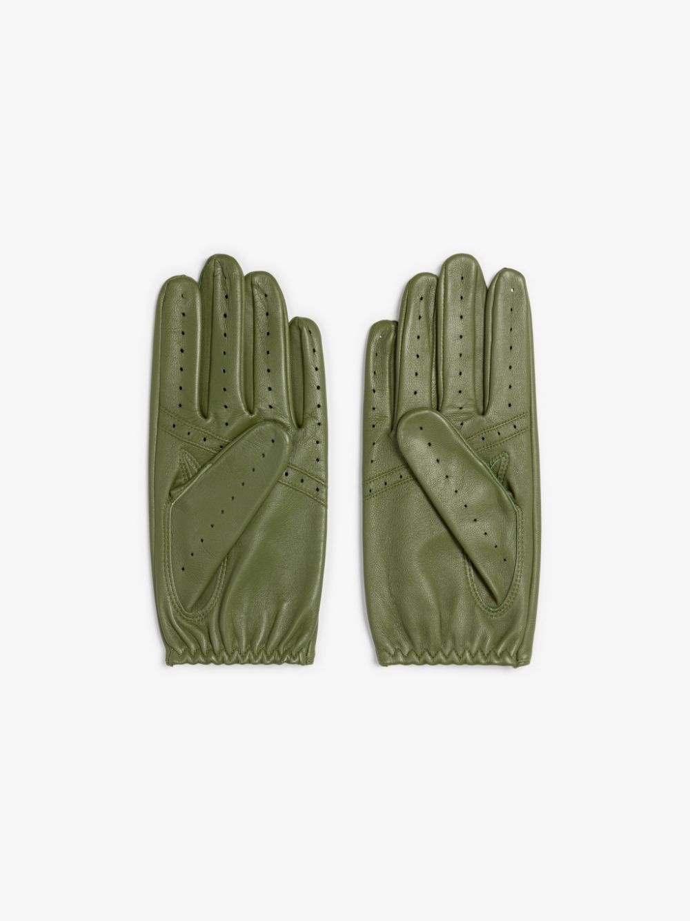 GREEN LEATHER DRIVING GLOVES - 3