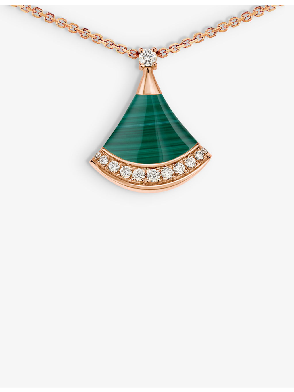 Divas' Dream 18ct rose-gold, 0.13ct brilliant-cut diamond and malachite pendant necklace - 2