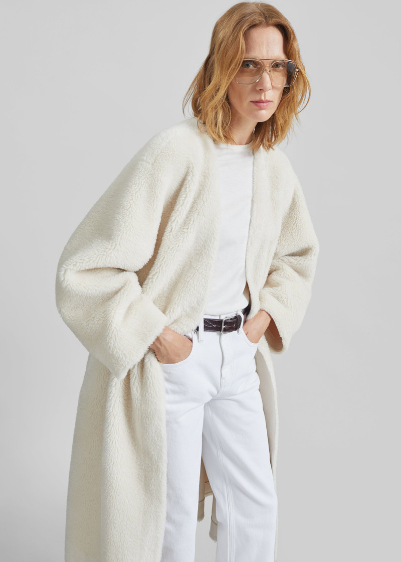 Livigno Faux Shearling Coat - Ivory 6