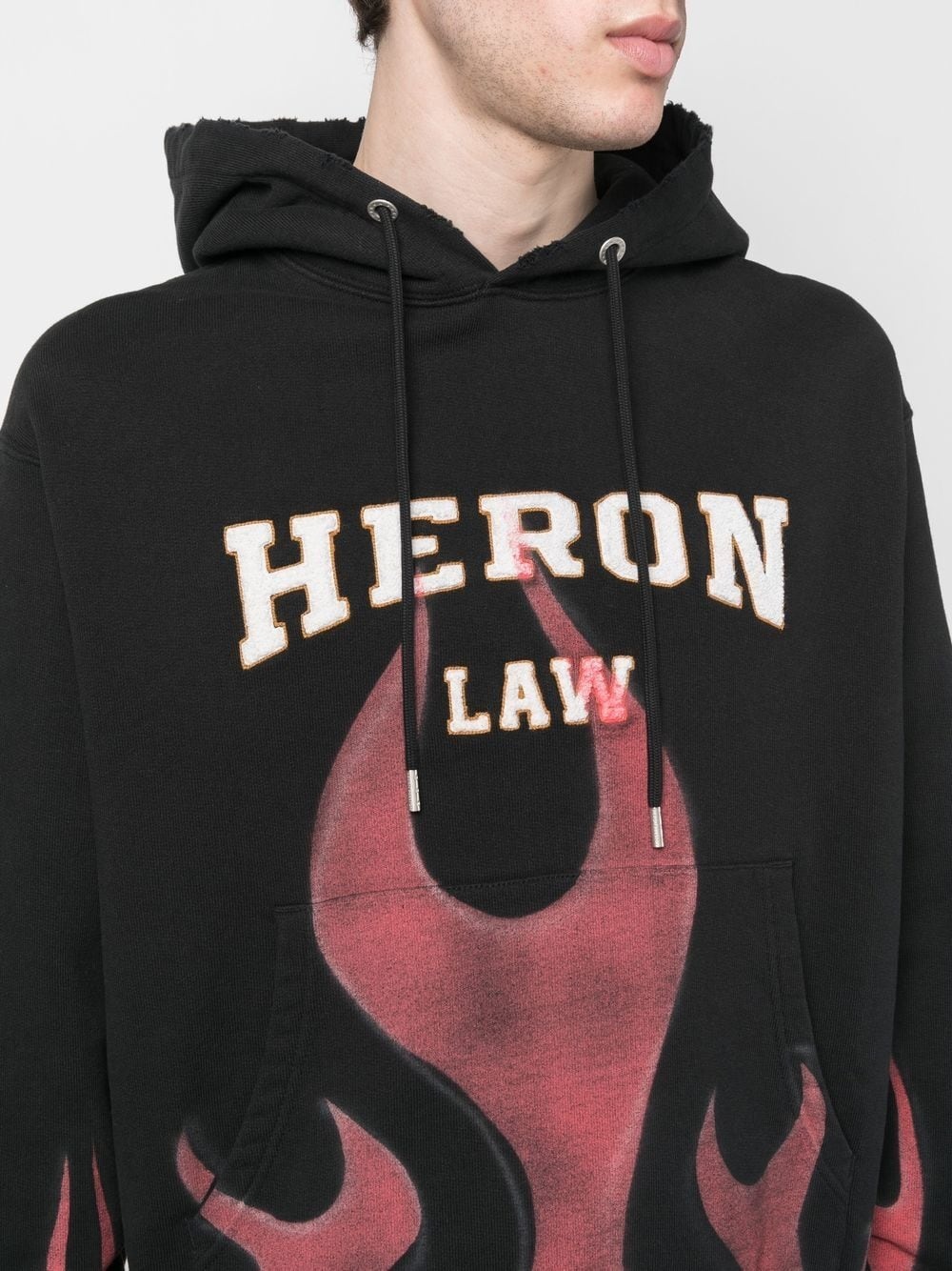 flame-print cotton hoodie - 5