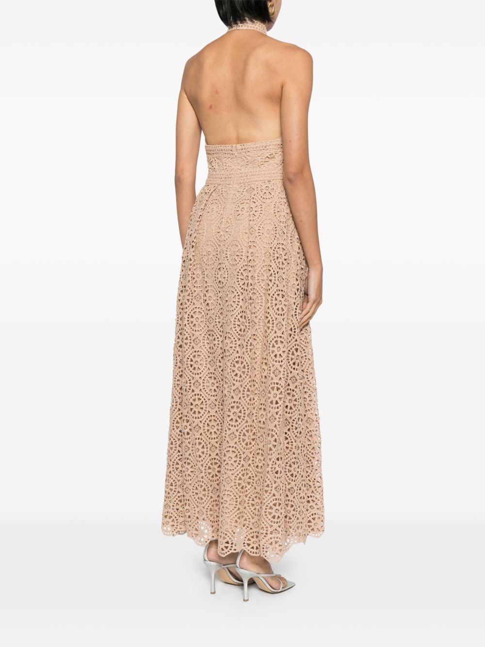 macramé halterneck maxi dress - 4