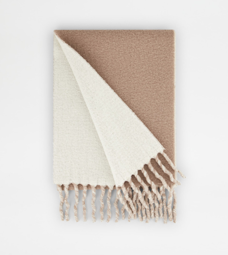 Tod's TWO-TONE SCARF TOD'S•X CAPSULE COLLECTION - BEIGE, OFF WHITE outlook