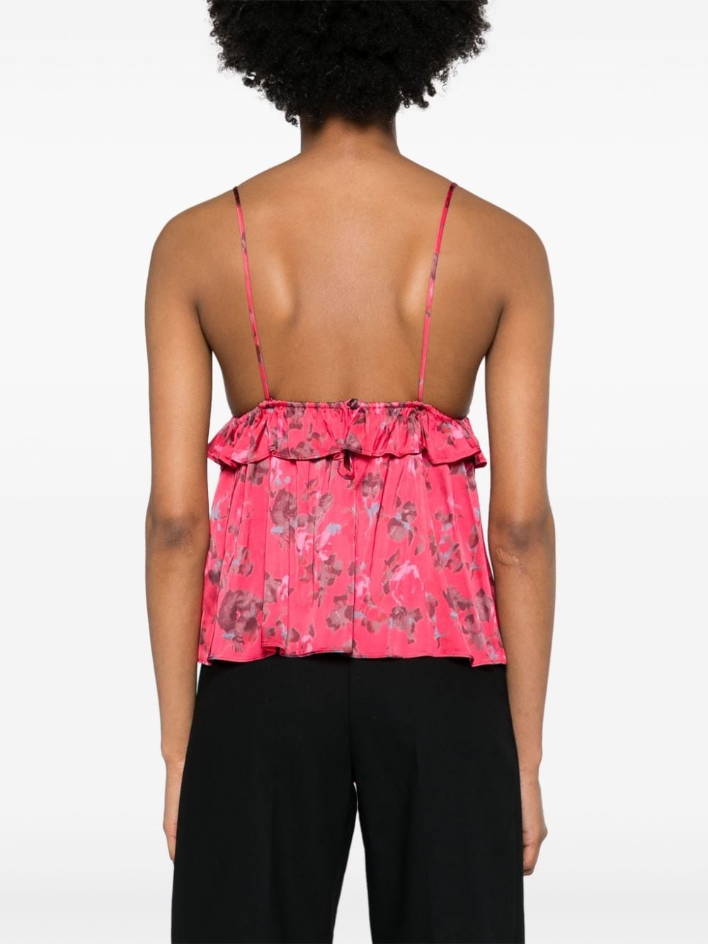 floral-print satin top - 4