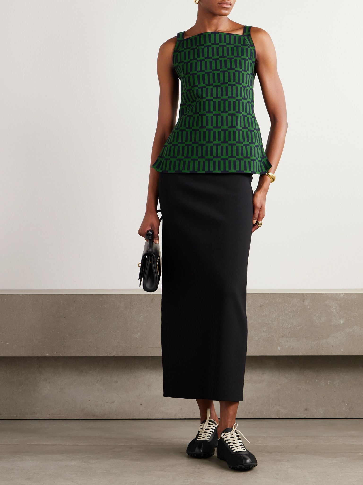 Asher cotton-blend jacquard tank Green - 2