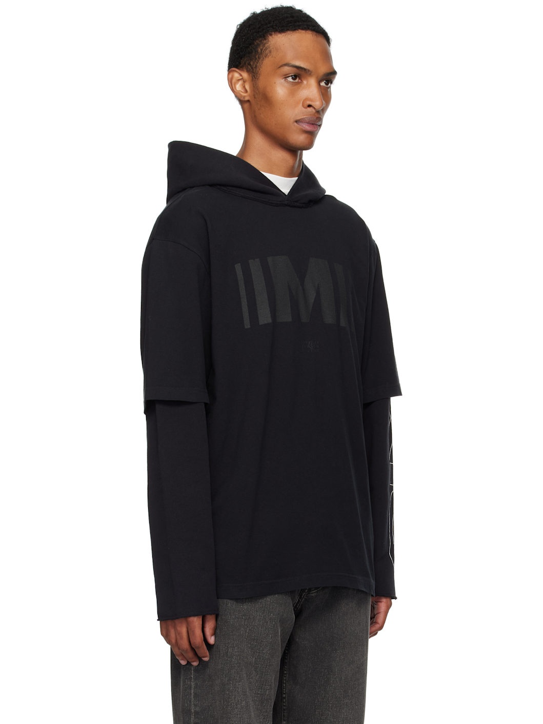 Black Printed Hoodie - 2