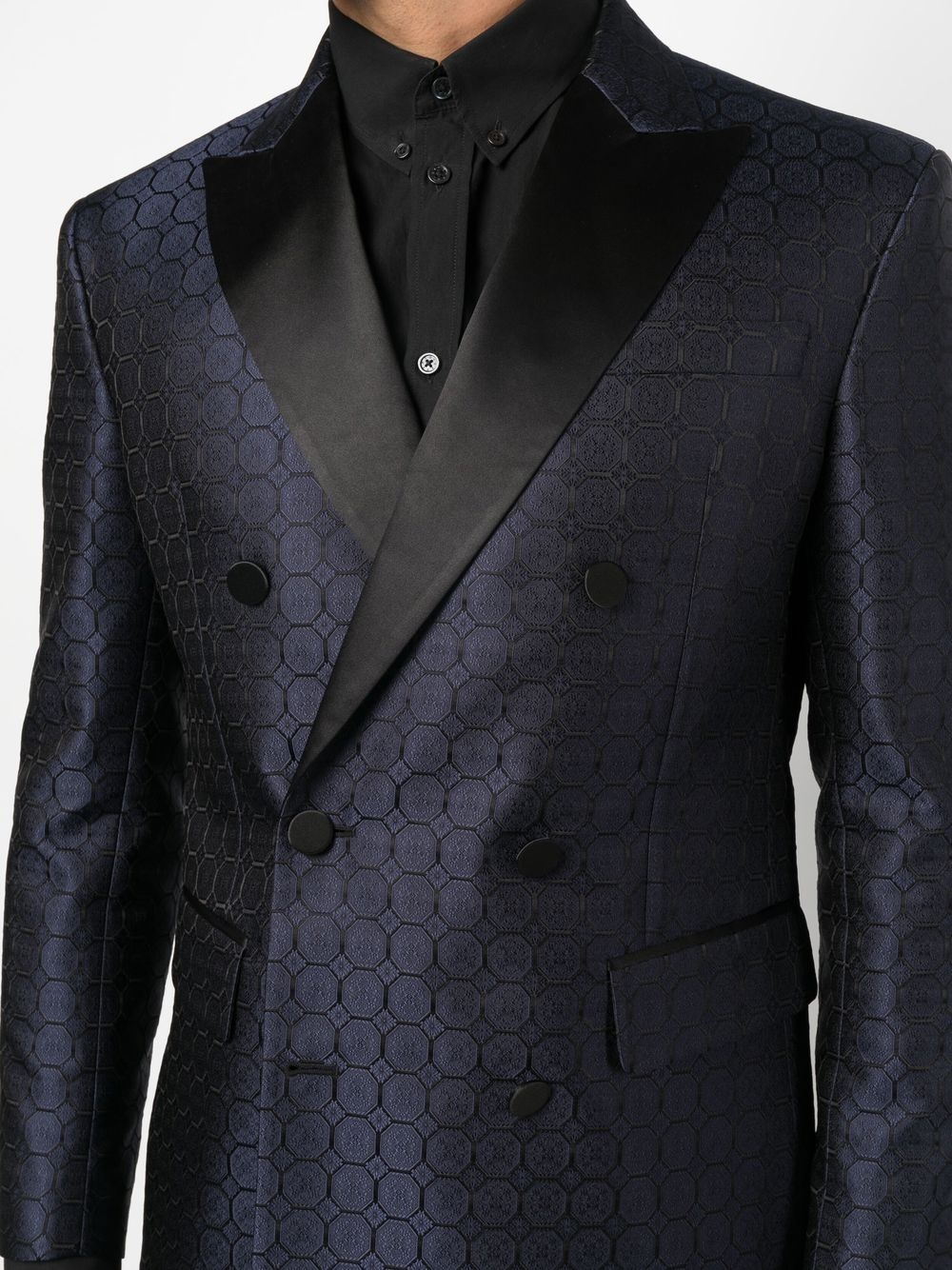 jacquard double-breasted blazer - 5