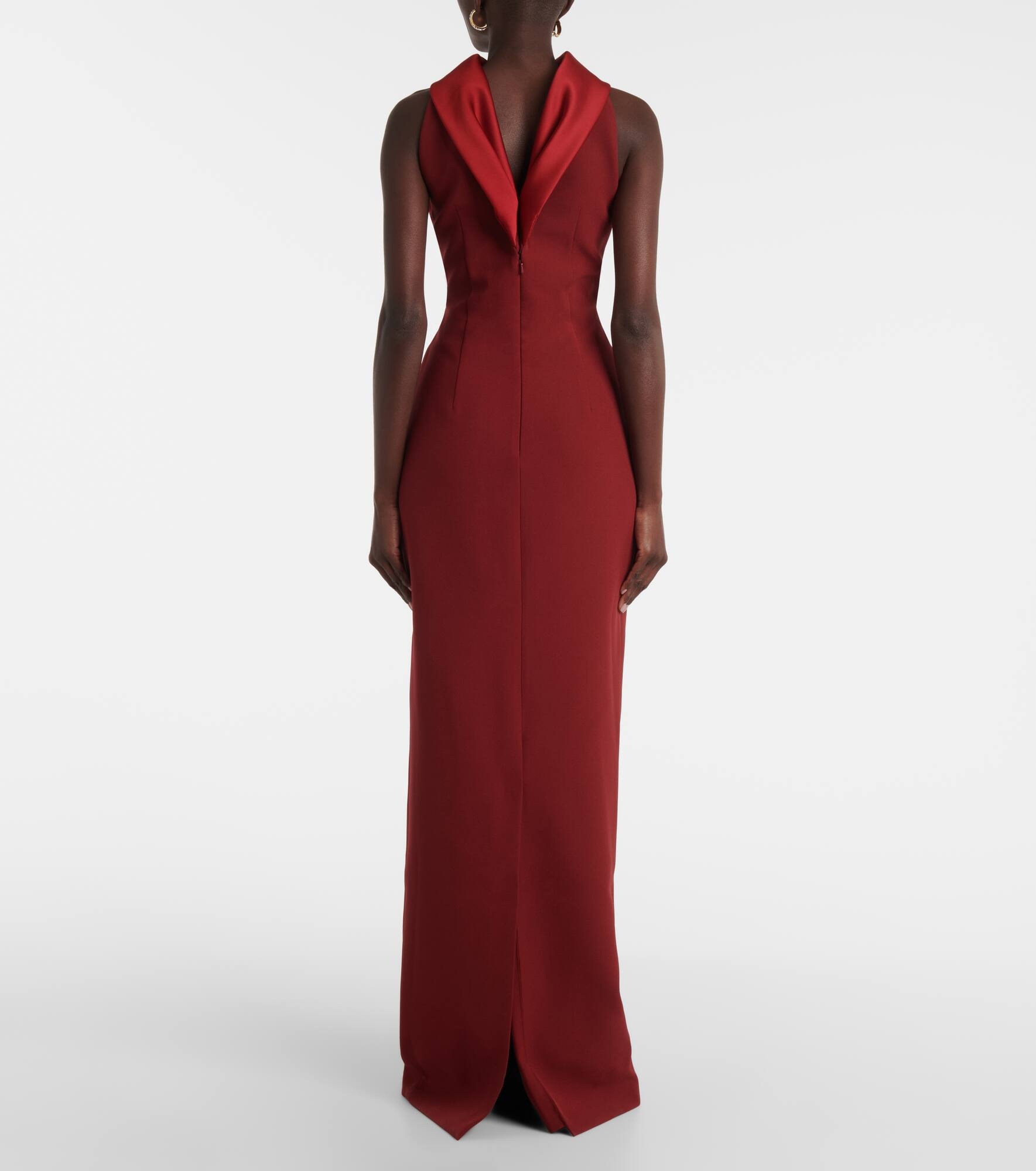 Holliana satin-trimmed crêpe gown - 3
