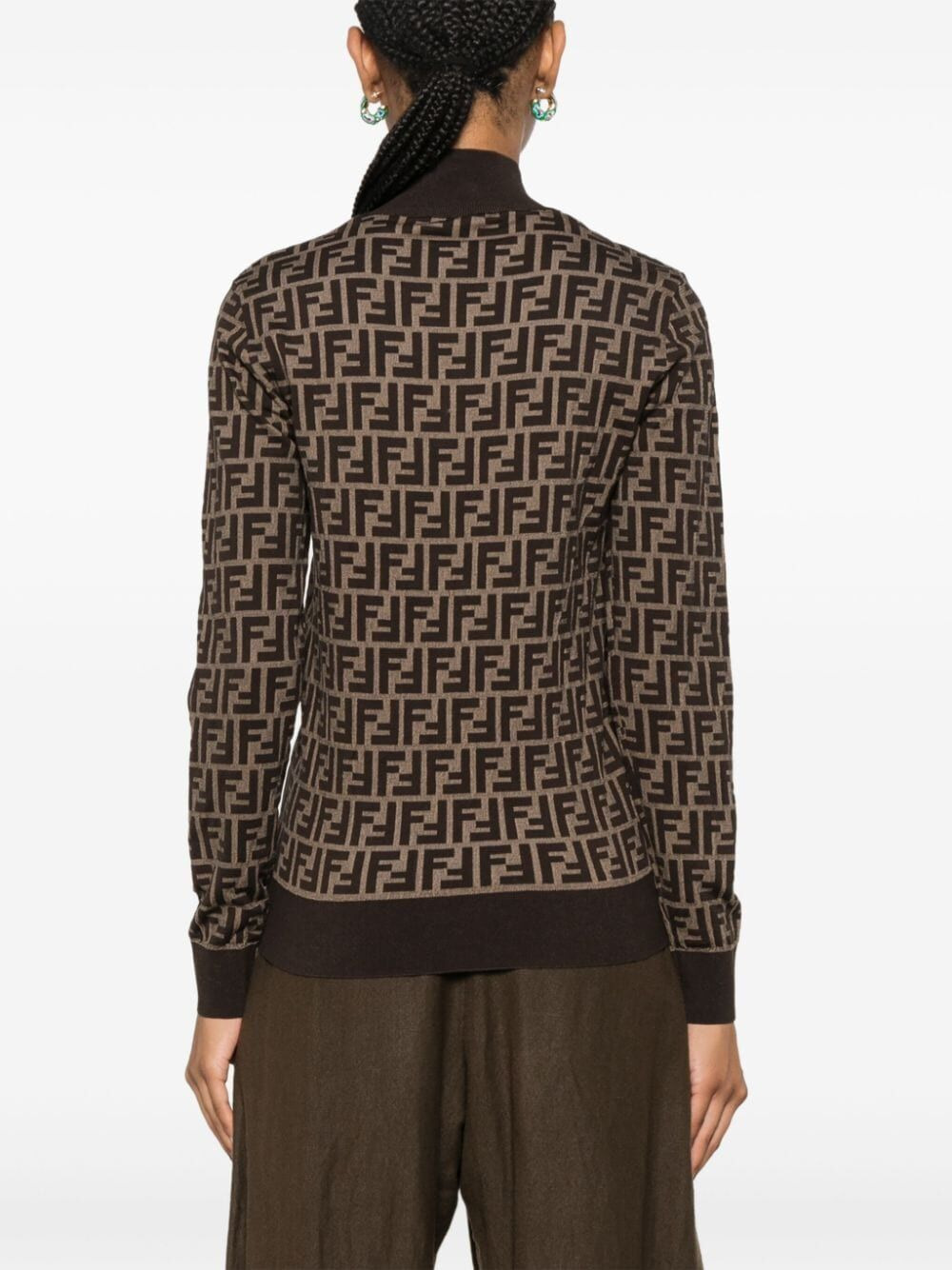 Fendi Women Maglia In Cotone Ff Marrone - 4