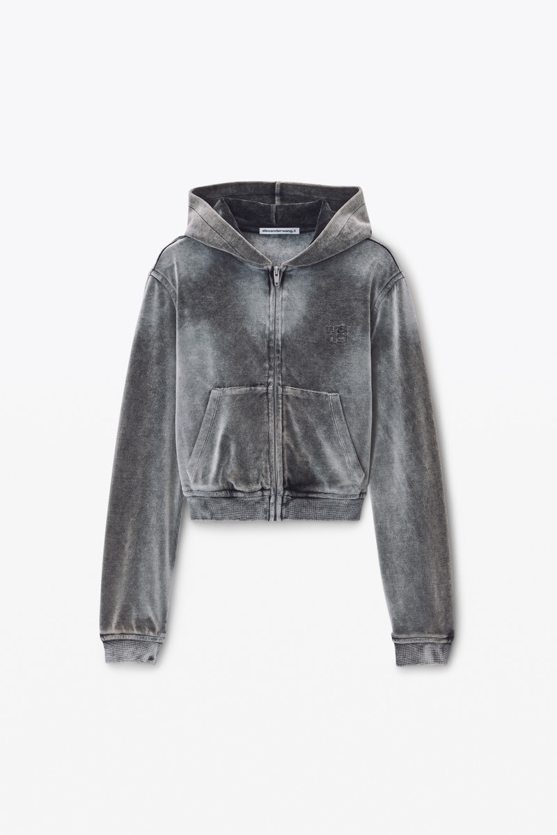 Shrunken Zip-Up Hoodie 에 분쇄된 Velour - 1