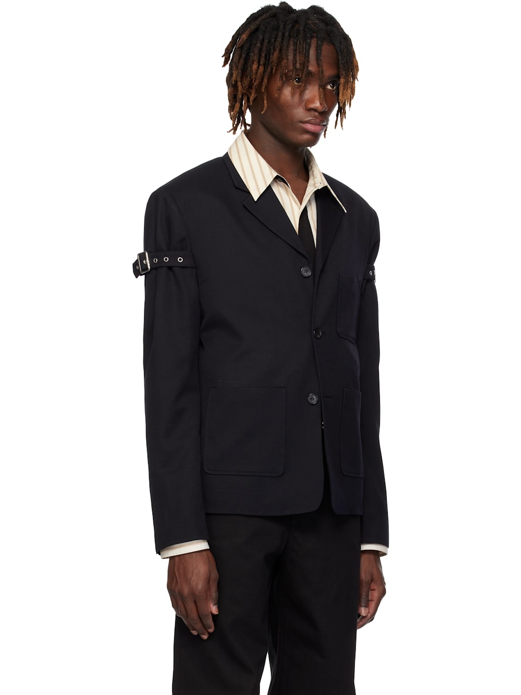 Navy Belted Blazer - 2
