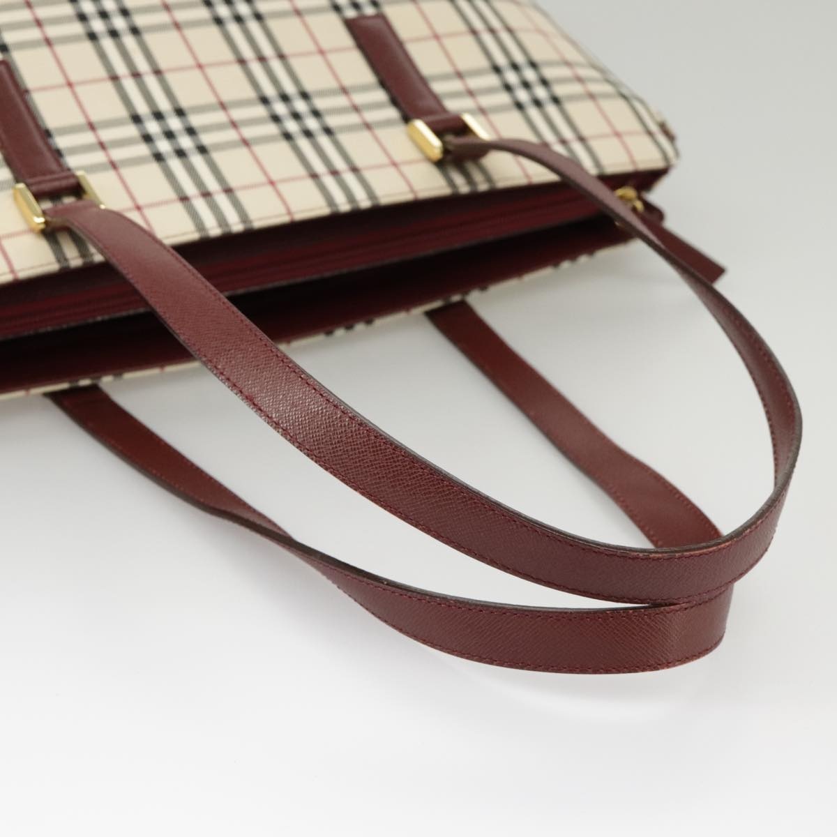 Burberry Nova Check Tote Bag Canvas Beige Red - 7
