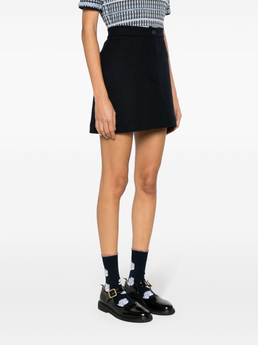 high-waist herringbone miniskirt - 3