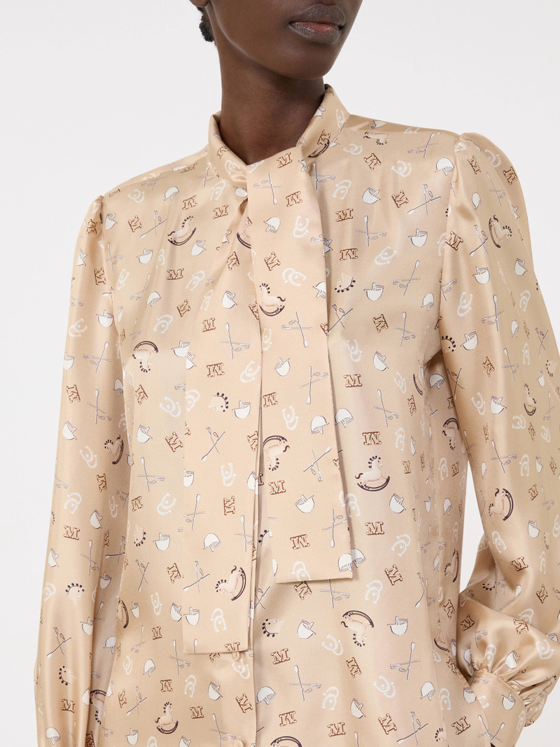 ZUCCA Printed silk pussy-bow shirt - ALBINO 5