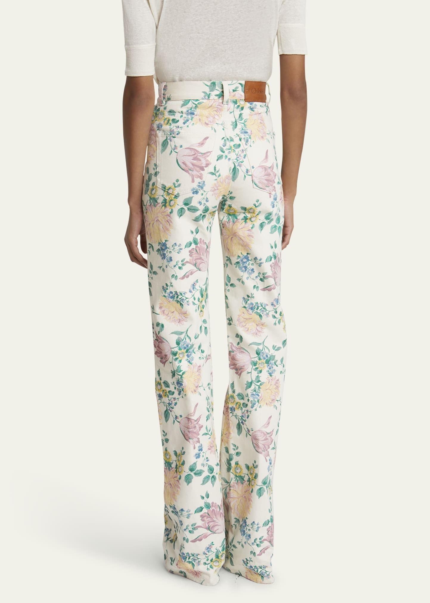 Floral High Rise Flared Jeans - 3