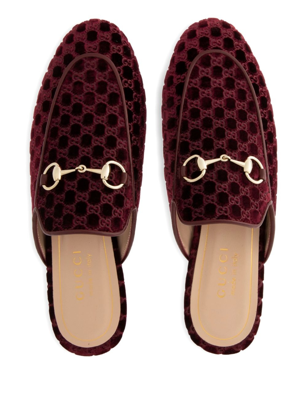 horsebit GG pattern velvet mules - 3