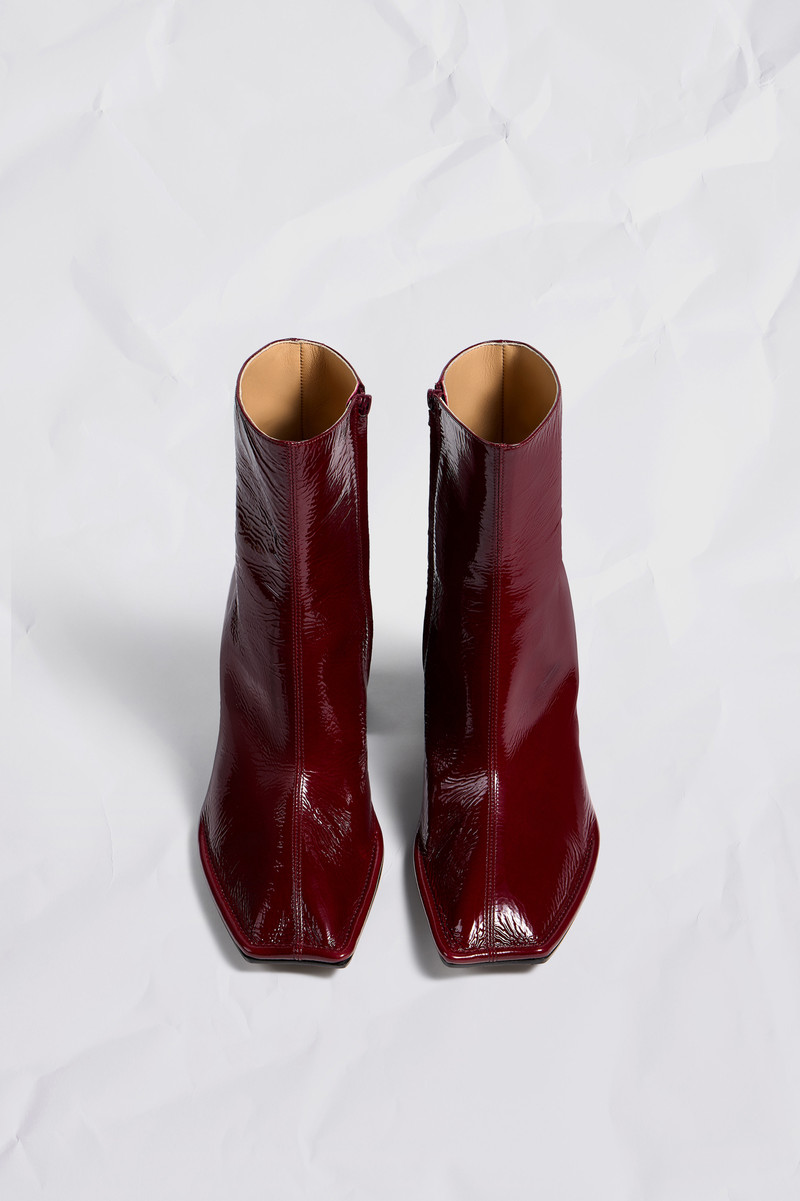 Piped Ankle Boots Suede Patent Leather 5