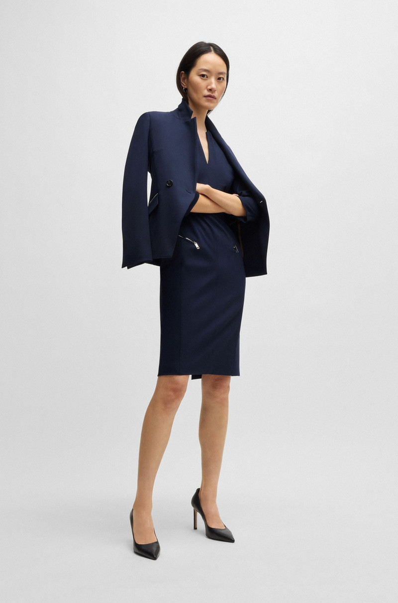 BOSS V-NECK DRESS WITH ZIPPED POCKETS AND CROPPED SLEEVES outlook